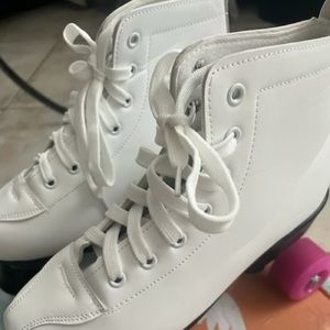 Angels Skates - White Roller Skates with Pink Wheels - Size 9